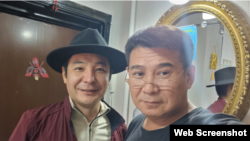 Блогер Ұлан Шәмшет (сол жақта) және адвокат Диас Ахметов. Ахметовтің Facebook парақшасынан алынған. 