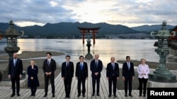 The G7 leaders visited the Itsukushima Shrine on Miyajima Island in Hatsukaichi, Japan, on May 19.