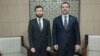 Syria - Syrian Foreign Minister Asaad Hassan al-Shibani (right) meets Armenian Deputy Foreign Minister Vahan Kostanian, Damascus, January 27, 2025.