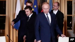 Prima și ultima întâlnire între Volodimir Zelenski și Vladimir Putin a avut loc pe 9 decembrie 2019, la Paris, în Franța.