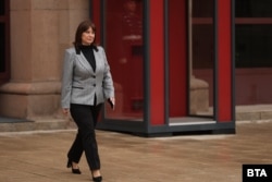 Омбудсманът Велислава Делчева на излизане от президентството, 29 януари 2025 г.