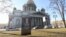 In April, activists placed a mock headstone opposite the famed St. Isaac's Cathedral in St. Petersburg.