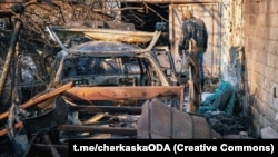 The aftermath of a Russian attack on Ukraine's Cherkasy region on April 15.