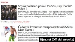 Jedan od brojnih sadržaja satiričnog portala Njuz.net