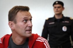 Російський опозиційний політик Олексія Навального під час одного із судових засідань. Москва, 22 серпня 2019 року