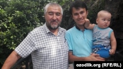 Uzbek writer Nurullo Otahonov and his son Fayzulin Otahonov