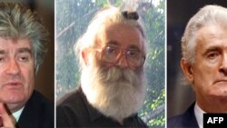 Radovan Karadžić 1994. godine, te za vreme skrivanja pod imenom Dragan Dabić i fotografija iz sudnice Haškog tribunala nakon hapšenja.