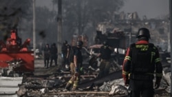 The village of Myla near Kyiv is left in ruins after an ammunition detonation took place following a Russian drone strike.