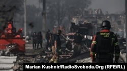 The village of Myla near Kyiv is left in ruins after an ammunition detonation took place following a Russian drone strike.
