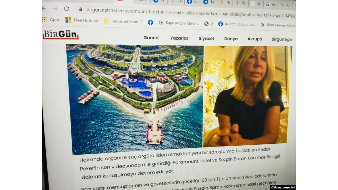 Суратда Бодрумдаги мажмуа ва унинг меросхўри эканини иддао қилаётган Виктория Ёсамин. Скриншот.