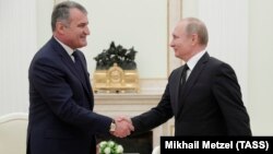 "სამხრეთ ოსეთის" დე ფაქტო პრეზიდენტის ანატოლი ბიბილოვის შეხვედრა ვლადიმირ პუტინთან. მოსკოვი, 2019 წლის 6 მარტი