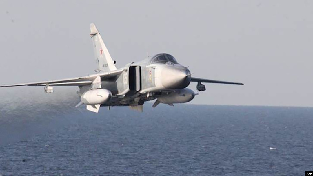 A Russian Su-24 attack aircraft flies over the Baltic Sea (file photo)
