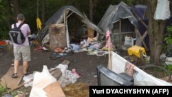 A group of Roma abandoned this camp on the outskirts of Lviv after an attack on June 23.