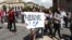 Armenia - Students of Yerevan State Linguistic University demonstrate outside the Prime Minister's Office in Yerevan, 26Apr2012.