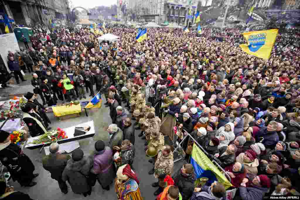 Large crowds gathered to pay their respects to those who fell during violent clashes with government forces.