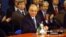 Ion Iliescu a avut trei mandate de președinte al țării: 1990-1992, 1992-1996 și 2000-2004. Aici, la momentul primirii României în NATO, în primăvara lui 2004. 