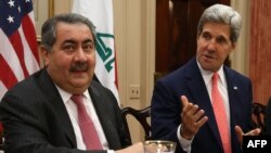 Sekretari amerikan i shtetit, John Kerry gjatë takimit të djeshëm me ministrin e jashtëm irakian, Hoshyar Zebari