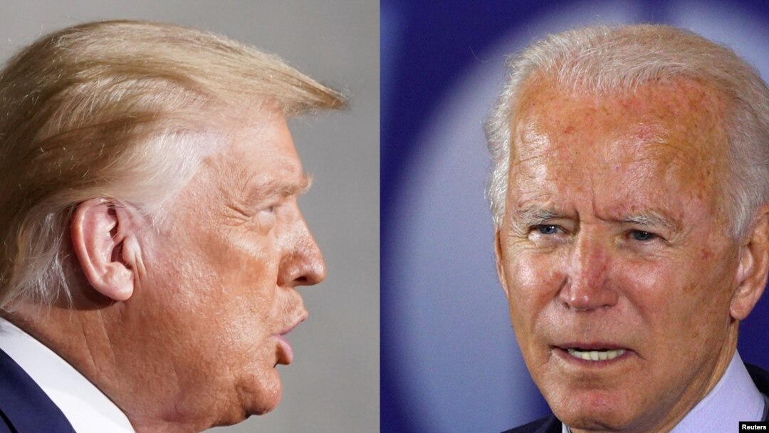Претседателот на САД Доналд Трамп и поранешниот потпретседател Џо Бајден 