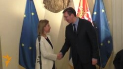 Mogerini sa Vučićem, Nikolićem i Dačićem