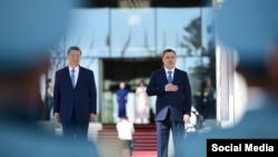 Кыргызстан, Бишкек. Президент Садыр Жапаров менен КЭР төрагасы Си Цзинпиндин расмий жолугушуусу. 31-август, 2026-жыл 