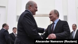 Беларусь президенті Александр Лукашенко мен Ресей президенті Владимир Путин. Мәскеу, 25 желтоқсан 2018 жыл.