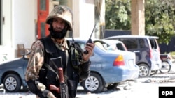 A Pakistani Army soldier secures the scene of a bomb blast in Lahore on February 23 claimed by Jamaat-ur-Ahrar, a faction of the Pakistani Taliban.