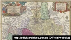 Мапа України 1740-х років. «Географічна карта України з Київським и Брацлавським воєводствами і відповідними провінціями…», виконана одним з найбільших граверів-картографів і видавців Німеччини Георгом Матеусом Зойтером і видана Тобіасом Конрадом Лоттером 