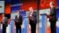 Candidații republicani Ben Carson, Scott Walker, Donald Trump și Jeb Bush (de la stânga la dreapta)