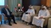 U.S. Secretary of State Rex Tillerson (left) meets with Qatari Foreign Minister Sheikh Muhammad bin Abdulrahman al-Thani (center) in Doha on July 11.