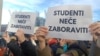 Detalj sa protesta studenata u Novom Sadu, transparenti na kojima piše "Studenti neće zaboraviti", 17. decembar 2024. 