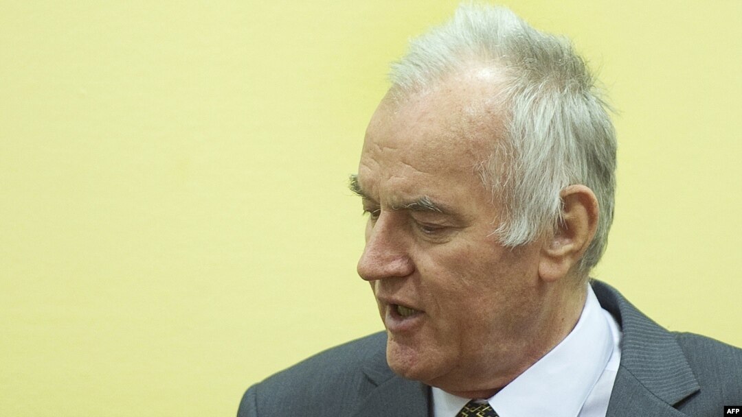 Former Bosnian Serb army commander Ratko Mladic at his trial at the International Criminal Tribunal for the former Yugoslavia in The Hague.
