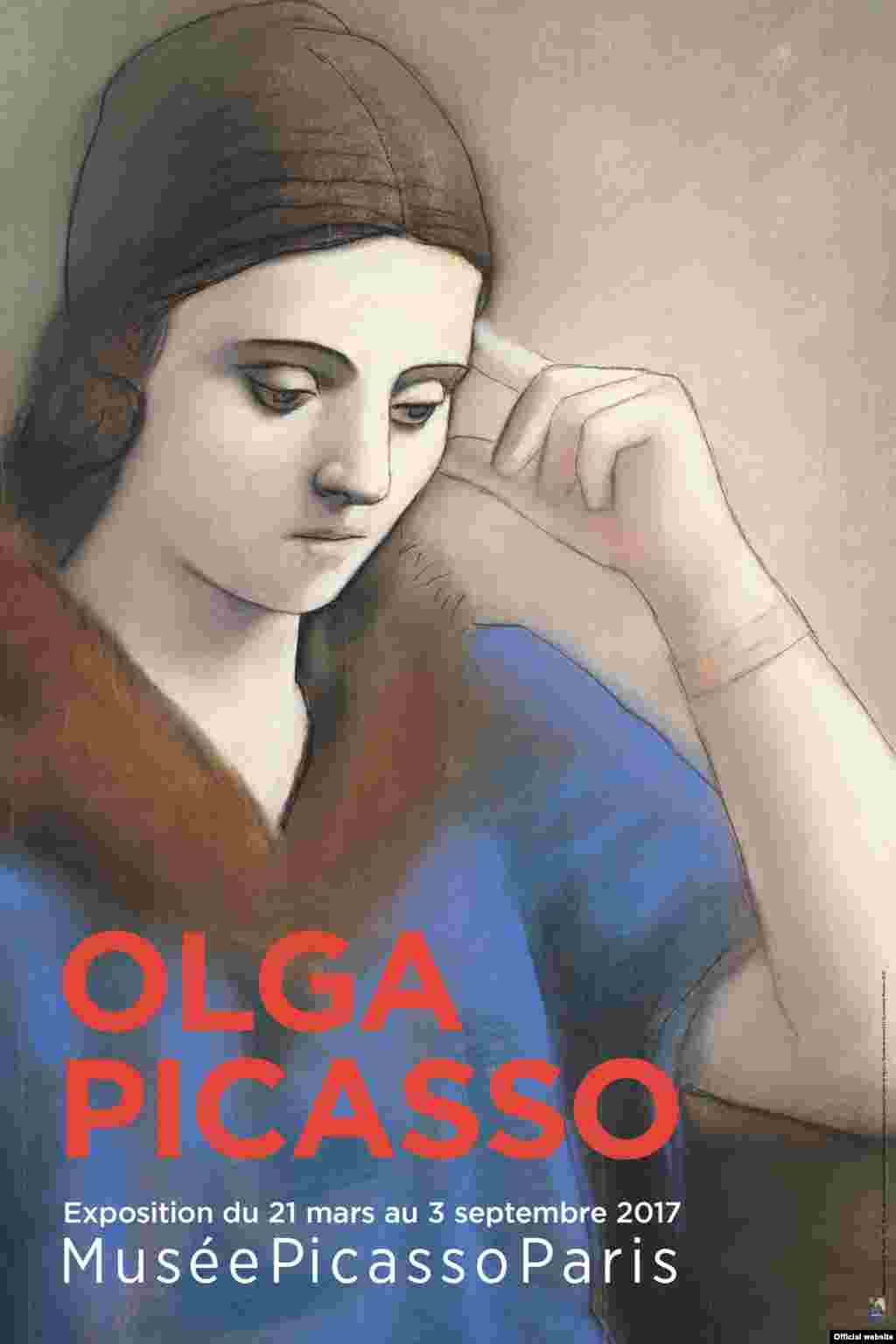 Olga gînditoare, Paris, iarna 1923. Musée national Picasso-Paris. Dation Pablo Picasso, 1979. MP993 Droit auteur : &copy;Succession Picasso, 2017. Crédit photo : &copy;RMN-Grand Palais (Musée national Picasso-Paris) / Mathieu Rabeau. Afișul expoziției. &nbsp;