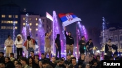 «Ուսանողական ցուցակի» կողմնակիցները տոնում են հաղթանակը, 25-ը հոկտեմբերի, 2026թ., Բելգրադ, Սերբիա