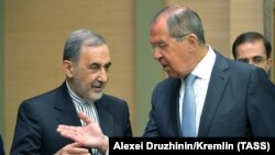 Russian foreign minister Lavrov (R) and Khamenei's top adviser Velayati during their July 12 meeting in Moscow.