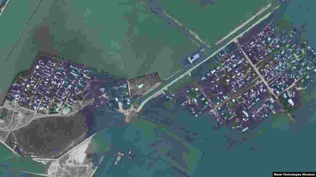 KAZAKHSTAN -- A satellite image shows the flooded village of Nurbek, following the collapse of the Sardoba dam in Uzbekistan, May 3, 2020