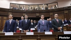 Armenia - Opposition deputies attend the inaugural session of the new Armenian parliament, Yerevan, August 4, 2026.