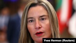 Federica Mogherini la sediul UE la Bruxelles