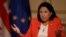 Georgian President Salome Zurabishvili speaks to RFE/RL on October 29. 