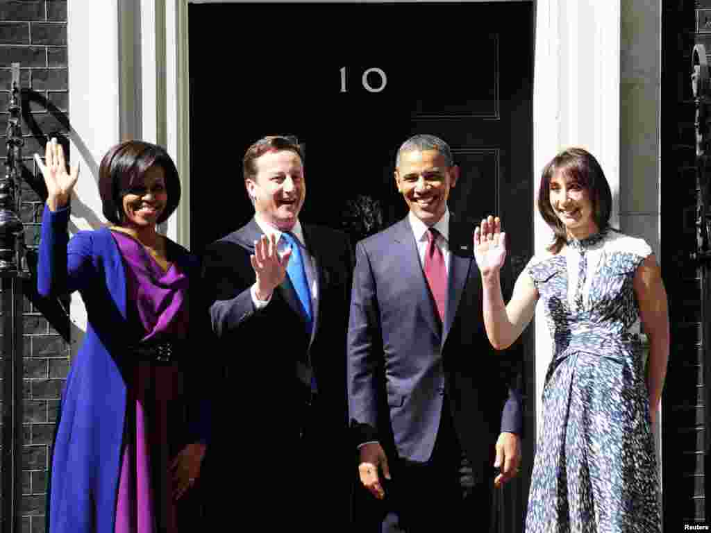 Velika Britanija - Predsjednik Obama sa suprugom Michelle Obama i premijer David Cameron sa suprugom Samanthom, London, 24.05.2011. Foto: Reuters / Kieran Doherty 