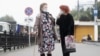 RUSSIA -- Elderly women walk on a street in town of Podolsk outside Moscow, Russia, 12 August 2021