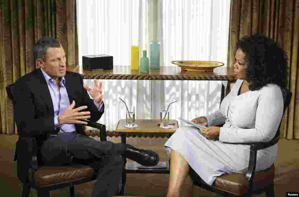 SAD - Lance Armstrong u razgovoru sa Oprah Winfrey, Austin, Texas, 14. januar 2013. Foto: REUTERS / George Burns