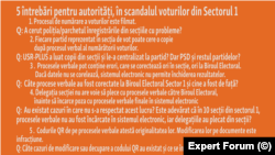  5 întrebări pentru autorități în scandalul voturilor din Sectorul 1, formulate de Expert Forum