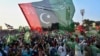 Activists of the Pakistan Democratic Movement rally in the eastern city of Gujranwala on October 16.