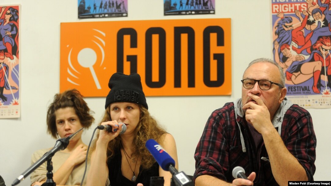 Masha Alyokhina na konferenciji za medije u Zagrebu