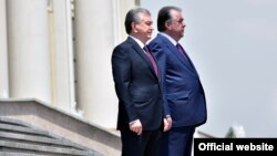 Тажикстандын президенти Эмомали Рахмон менен Өзбекстандын президенти Шавкат Мирзиёев.