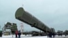 A Russian Sarmat intercontinental missile is shown at an undisclosed location in March 2018.