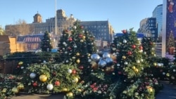 Jelke s ukrasima namenjene "Božićnom selu" koji bi trebalo da bude postavljeno umesto šatora pristalica vlasti ispred Skupštine Srbije.