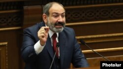 Armenia -- Prime Minister Nikol Pashinian presents his government's policy program to the parliament, February 12, 2019.