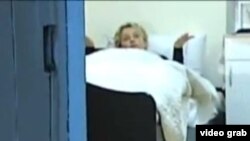 A screengrab of former Ukrainian Prime Minister Yulia Tymoshenko filmed in her prison cell