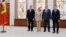 Premierul Vasile Tofan și președinta Maia Sandu la ceremonia de învestire a ministrului Dezvoltării Economice și Digitalizării, Claudiu Năsui, și a ministrului Agriculturii, Eugen Osmochescu.